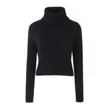 Knitted High Neck Long Sleeve Top And Mini Skirt Set-Outfit