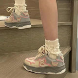 Aesthetic Butterfly Bat Patchwork Sneakers-Outfit