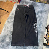 High Street Jeans Y2K Hip Hop Printed Cartoon Retro Loose Men Wide-Outfit