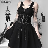 Dark women's dress eyelet web zipper harajuku mini dresses grunge Summer 2021 sleeveless backless a-line sexy punk