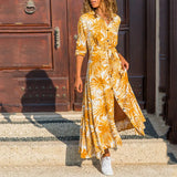 Plaid Striped Chiffon Shirt Dress 2020 New Turn-down Collar Long Sleeve Sashes Dresses Female Pocket Boho Print Long