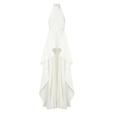 TWOTWINSTYLE Sexy Two Piece Set Women Halter Sleeveless Open Back Top High Waist Pleated Maxi Skirt Slim Women's Suit Summer
