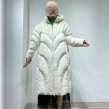 Jiangnan With The Same 2024 Winter New Thickened 90 White Duck Down Coat Hooded Jiangnan Wind Extended Female Down Jacket-Outfit