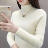 High Quality Faux Fur Women Knitted Sweater Winter Warm Turtleneck Pullover Female Top Casual Thick Korean Loose