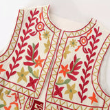 New Embroidery Short Style Casual Round Neck Cardigan Vest-Outfit