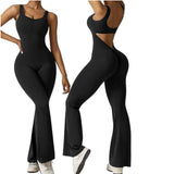 Fongt Women's Sleeveless Horn Jumpsuit Sexy Bare Back Vest Tightening Hip Yoga Jumpsuit