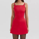 Satin Bow Strap Mini Dress-Outfit