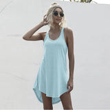 Size Casual O-neck Sleeveless Loose Off Shoulder Mini