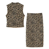 Summer Animal Print Knitted Blouse 5584202 Half Skirt 5584203-Outfit
