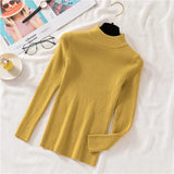 Autumn Women Pullover Sweater Half Turtleneck Long Sleeve Knitted Jumper Winter Elastic Solid Basic Ladies Blouse New