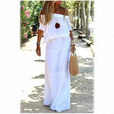 Fongt Summer New Fashion Casual Shoulder Tight Waist Short Sleeve Loose Long