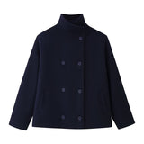 Fongt Women's Autumn New Fashion Asymmetric Blending Short Loose Coat Coat