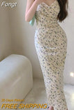 Bodycon Long Dresses for Women 2023 Floral Sleeveless Spaghetti Strap Ruched Chic and Elegant Evening Party