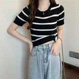 Fongt Lazy Wind Collar High-Waist Temperament Short Top Women Summer New Chic Korean Version Of Short-Sleeved