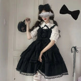 Red Sweet Lolita Princess Dress Kawaii Palace Style Lace Bow Fairy Cosplay Gothic Party Mini Dresses Lolita Jsk Outfit-Outfit