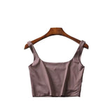 Fongt New Women's Fashion Double Square Collar Slim Sling Vest-Outfit