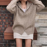 Vintage Half Zip Up Cable Knit Sweater-Outfit