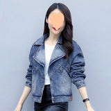 Fongt Collar Denim Jacket Female Short Fall 2024 New Loose Jacket Korean Version Versatile Jacket Jacket Tide-Outfit