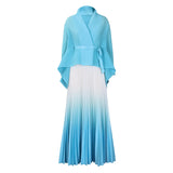 Fongt African Women's Autumn Large-Size Fashion Elegant Bat Sleeve Top Gradually Changed Half-Dressed Skirt Two-Piece