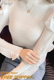 O-Neck Butterfly Long Sleeve Sweet Elegan Knitted Pullovers for Women 2023 New Waist Bottoming Blouse Korean Top