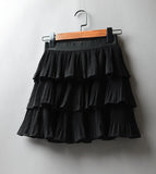 Ruffles Layered Elasticity Waist Mini Skirt-Outfit
