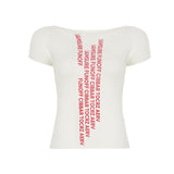 Fongt Cloth Forget Hottie Street Simple English Letter Short-Sleeved T-Shirt Hot Girl Tight Round Neck Casual Top
