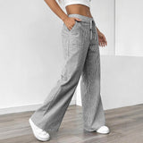 Fongt New Striped Trousers Casual Street Fashion Loose Broad-Legged Women