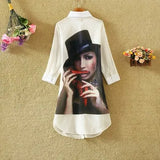 Chiffon Blouse Women 2019 Summer Digital Print Long Sun protection Shirt Female Elegant Casual Tops Chiffon Shirts