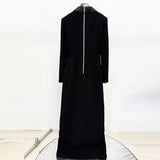 Fongt Star Fashion Diamond-Tender Button Deep V Suit Collar Open Fork Dress Dress Long Dress