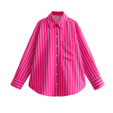 Fongt 时尚百搭条纹宽松长袖衬衫 3666063-Outfit