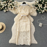 Senior Sense Lace Dress Female Summer Hook Flower Embroidery Design Sense Small Chic Daughter-Outfit