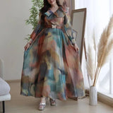Fongt Spring And Summer New Printing Screen Dress Commuter Large Size Women's
