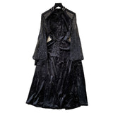 Fongt Dress Dress Women Autumn And Winter High-Grade Smense Diamond Lily Lightened Waist Temperament Velvet Dress 0646
