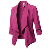 Wise Hot Style Slim Long Sleeve Pleated Suit Collar Solid Color Versatile Small Suit Jacket Size 10-Outfit