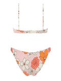 Floral Print Smocked Bikini Set-Outfit