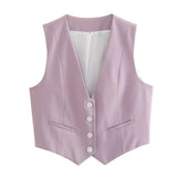 Women's Vest 2023 Sleeveless Vests For Women Summer V-Neck Single-breasted Ladies White Casual Tops