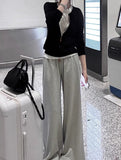 Fongt Niche Thin Temperament Zipper Loose Knitted Jersey Spring And Autumn Black Coat Woman