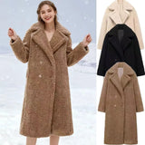 Fongt Autumn And Winter New Women's Big Collar Plus Thick Lamb Hair Grip Velvet Super Coat