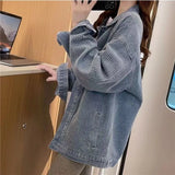 Fongt 2024 New Korean Version Loose Lazy Wind Cardigan Jacket Female-Outfit