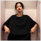 Tee Shirt 7 Solid Color Basic T-shirts Women Casual Harajuku Summer long white black Tops Korean Hipster White T