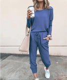 Fongt New Ebay Burst Round-Neck Solid-Color T-Shirt + Casual Trousers Fashion