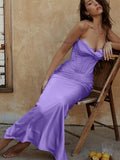 Satin Maxi Bodycon Dress Sexy Event Night Wedding Guest Dress Women Corset Party Dresses Pink Slit Dress High Quality-Outfit
