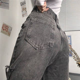 High Street Retro Loose Thin High Waist Jeans-Outfit