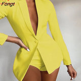 New Commuter Casual Suit Suit Jacket and Shorts Loose One Button Two-piece Set Shorts Suit Blazer Set for