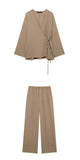 Fongt Explosive Women's Texture Double Thai And Outerwear Trousers Set