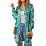 Fongt Beach Coat Bohemian Shirt Clips Loose Casual Printed Long Cardigan Women's Clothing