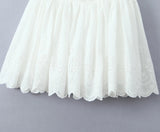 White Embroidery Hook V-neck Mini Dress-Outfit