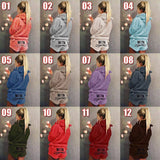 2023 Women's Cat Embroidered Pajamas Hooded Casual Set Two-Piece Fashion-Outfit