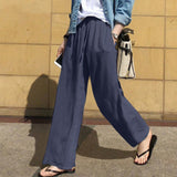 High Waist Cotton Solid Color Casual