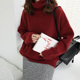 Waxy Milk Department Turtleneck Sweater Autumn Winter Loose Head Lazy Wind Loose Knit Bottom Shirt Jacket Tide-Outfit